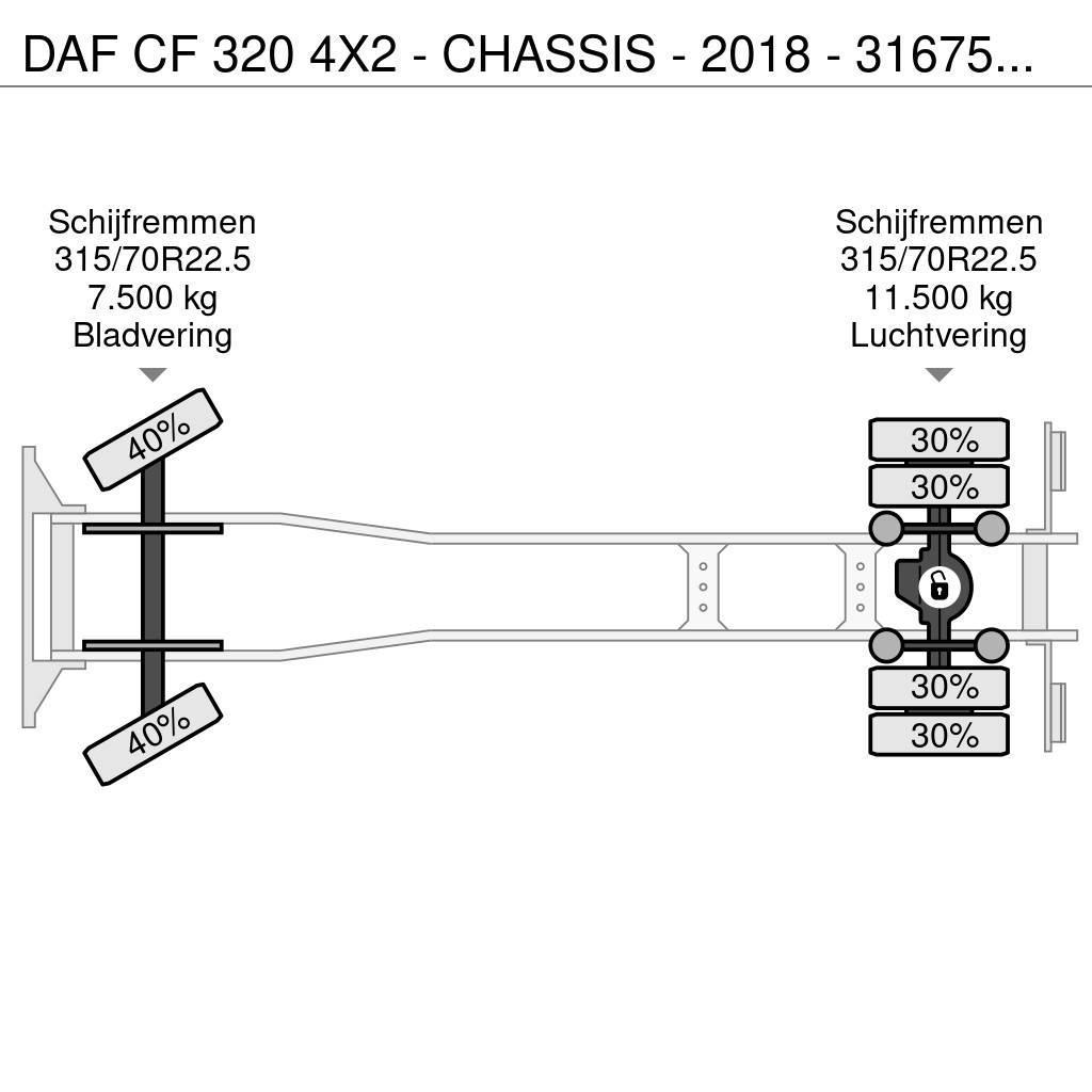 DAF CF 320 4X2 - CHASSIS - 2018 - 316750KM - LAADKLEP Nákladní vozidlo bez nástavby