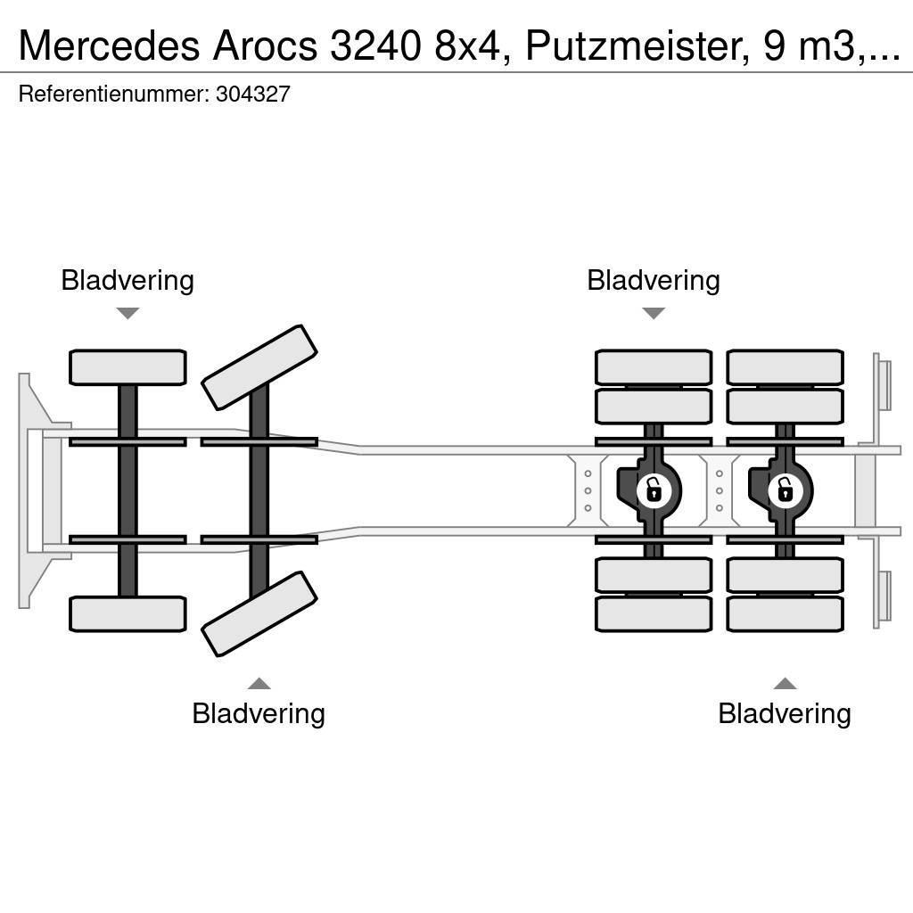Mercedes-Benz Arocs 3240 8x4, Putzmeister, 9 m3, EURO 6 Domíchávače betonu