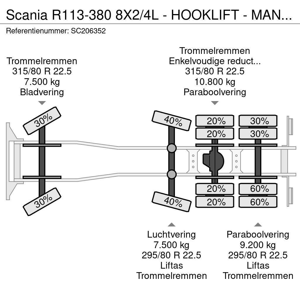 Scania R113-380 8X2/4L - HOOKLIFT - MANUAL GEARBOX Hákový nosič kontejnerů