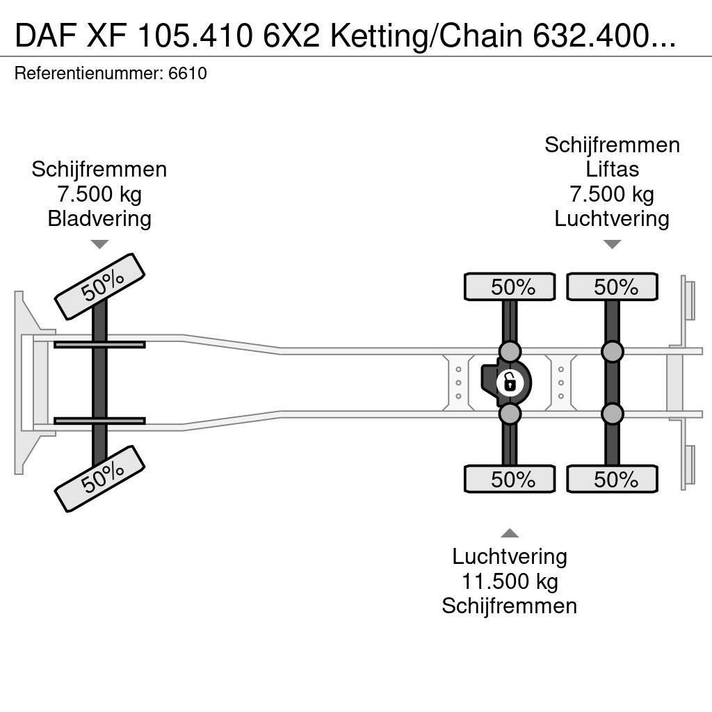DAF XF 105.410 6X2 Ketting/Chain 632.400KM NL Truck Hákový nosič kontejnerů