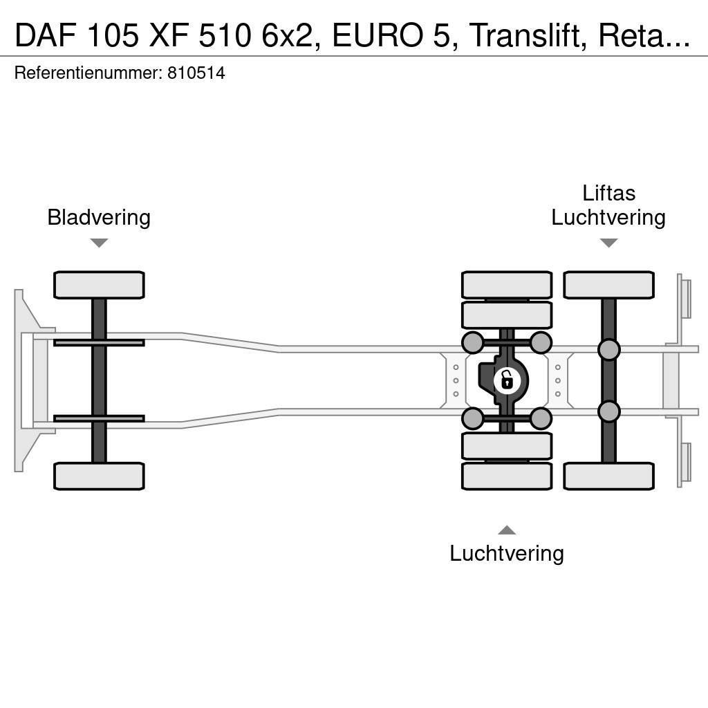 DAF 105 XF 510 6x2, EURO 5, Translift, Retarder, Manua Hákový nosič kontejnerů