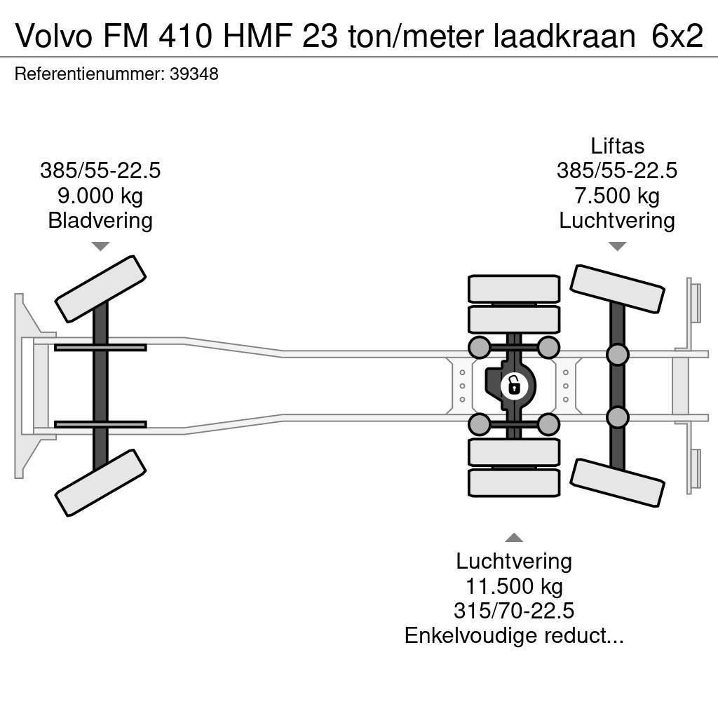 Volvo FM 410 HMF 23 ton/meter laadkraan Hákový nosič kontejnerů