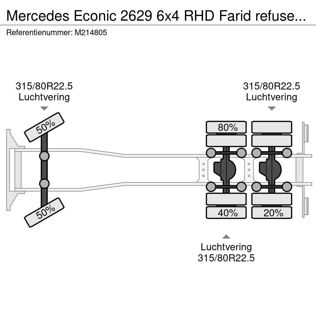 Mercedes-Benz Econic 2629 6x4 RHD Farid refuse truck Popelářské vozy