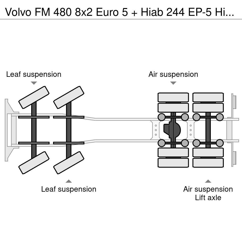 Volvo FM 480 8x2 Euro 5 + Hiab 244 EP-5 Hipro + Multilif Hákový nosič kontejnerů