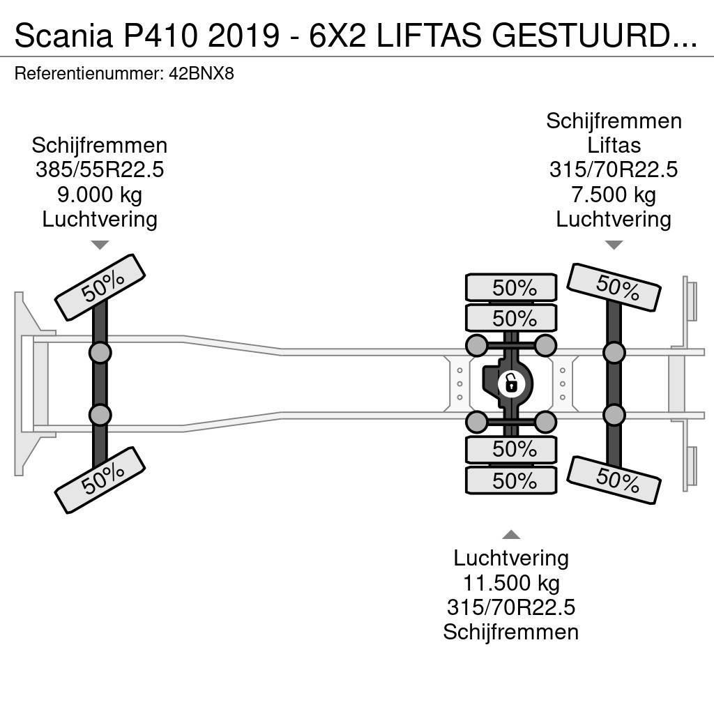 Scania P410 2019 - 6X2 LIFTAS GESTUURD - VDL 21T - VOLLED Hákový nosič kontejnerů