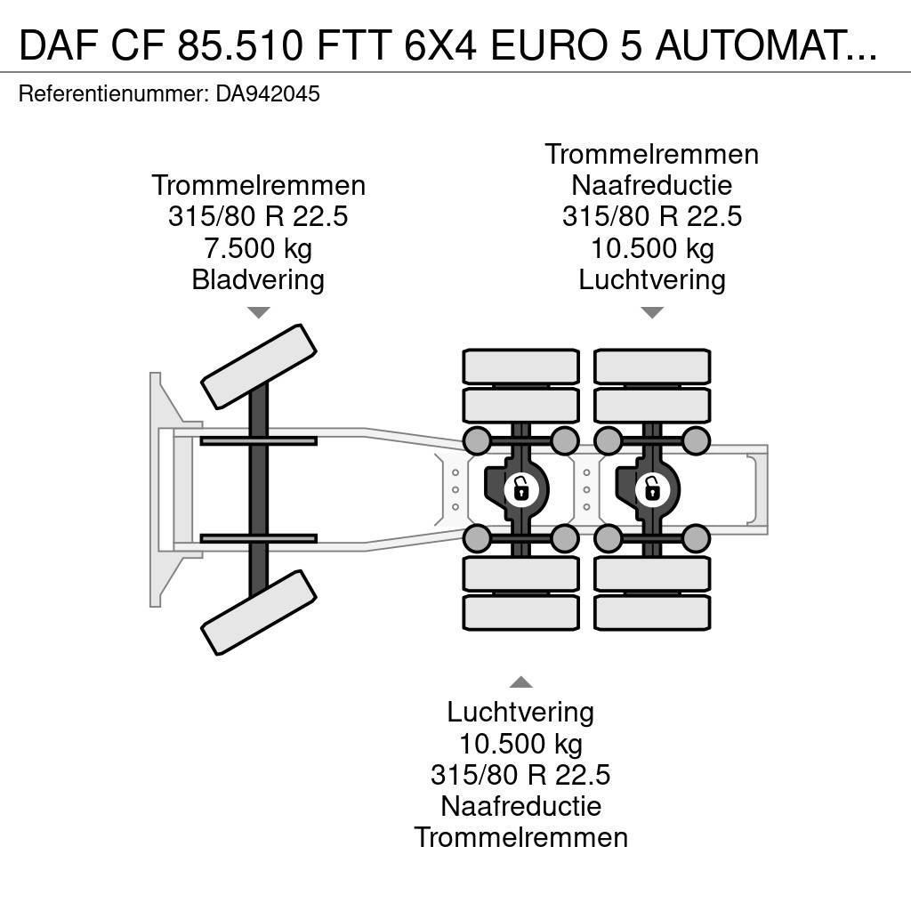 DAF CF 85.510 FTT 6X4 EURO 5 AUTOMATIC + ZF INTARDER + Tahače