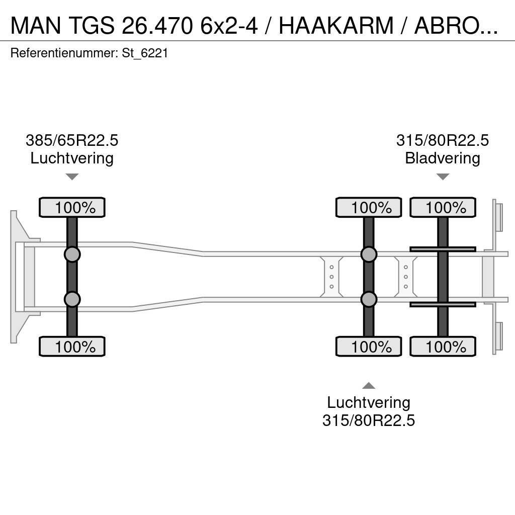 MAN TGS 26.470 6x2-4 / HAAKARM / ABROLKIPPER / NEW! Hákový nosič kontejnerů