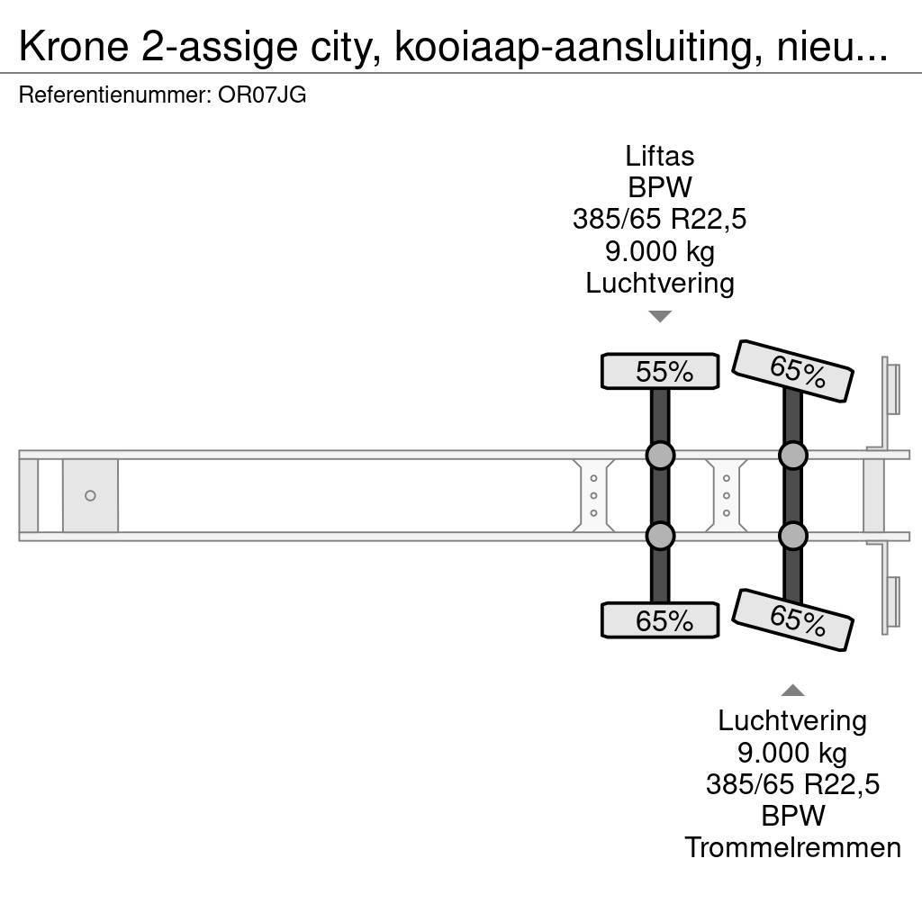 Krone 2-assige city, kooiaap-aansluiting, nieuwe zeilen, Plachtové návěsy