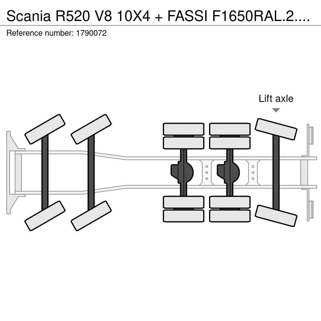 Scania R520 V8 10X4 + FASSI F1650RAL.2.28 + JIB L616L KRA Autojeřáby, hydraulické ruky