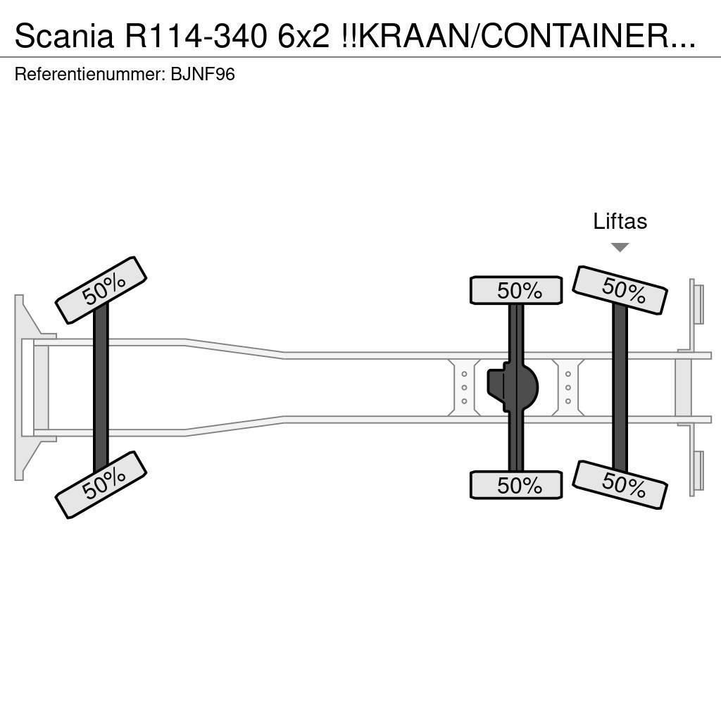 Scania R114-340 6x2 !!KRAAN/CONTAINER/KABEL!!MANUELL!! Hákový nosič kontejnerů