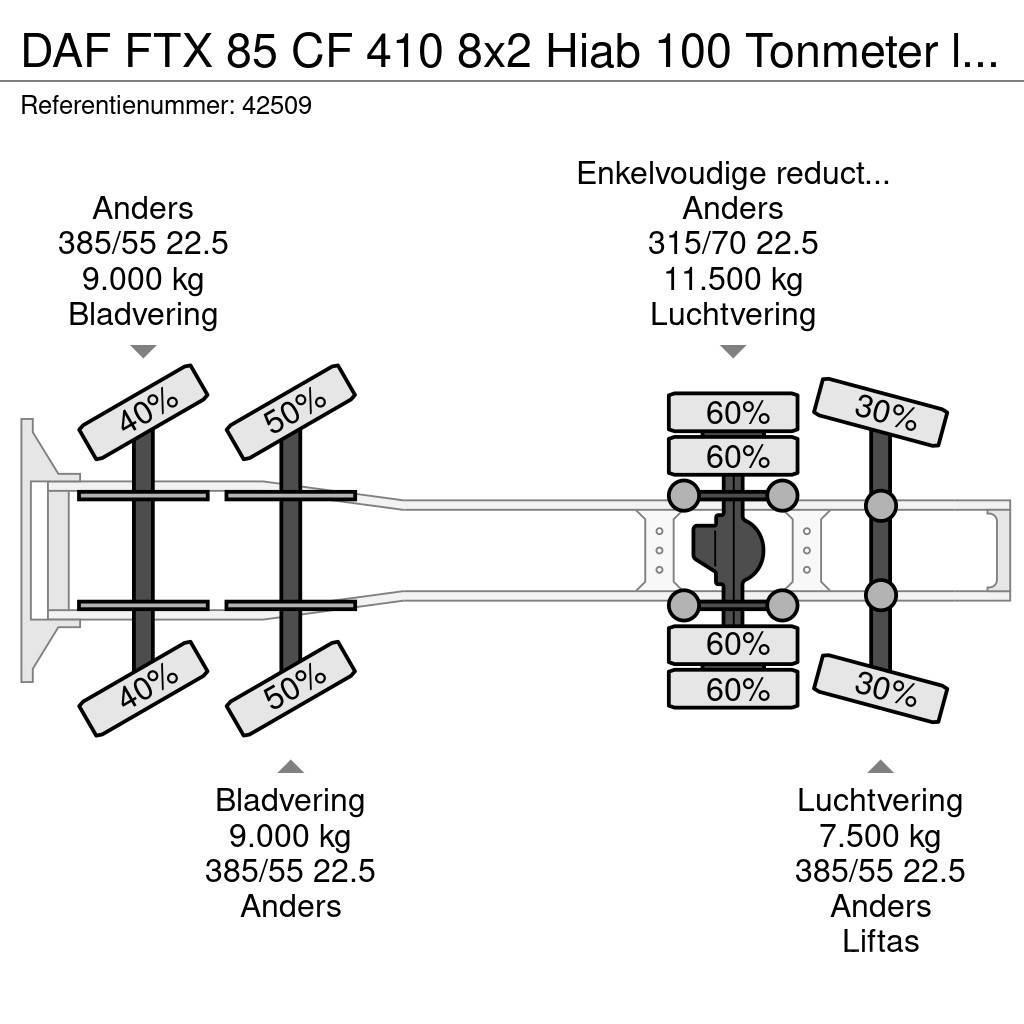DAF FTX 85 CF 410 8x2 Hiab 100 Tonmeter laadkraan + Fl Tahače