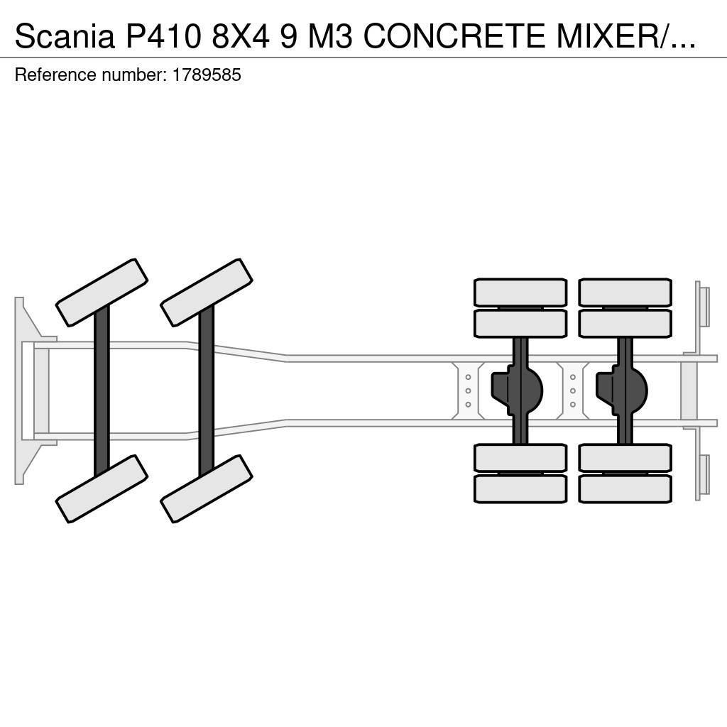 Scania P410 8X4 9 M3 CONCRETE MIXER/MISCHER/MIXER Domíchávače betonu