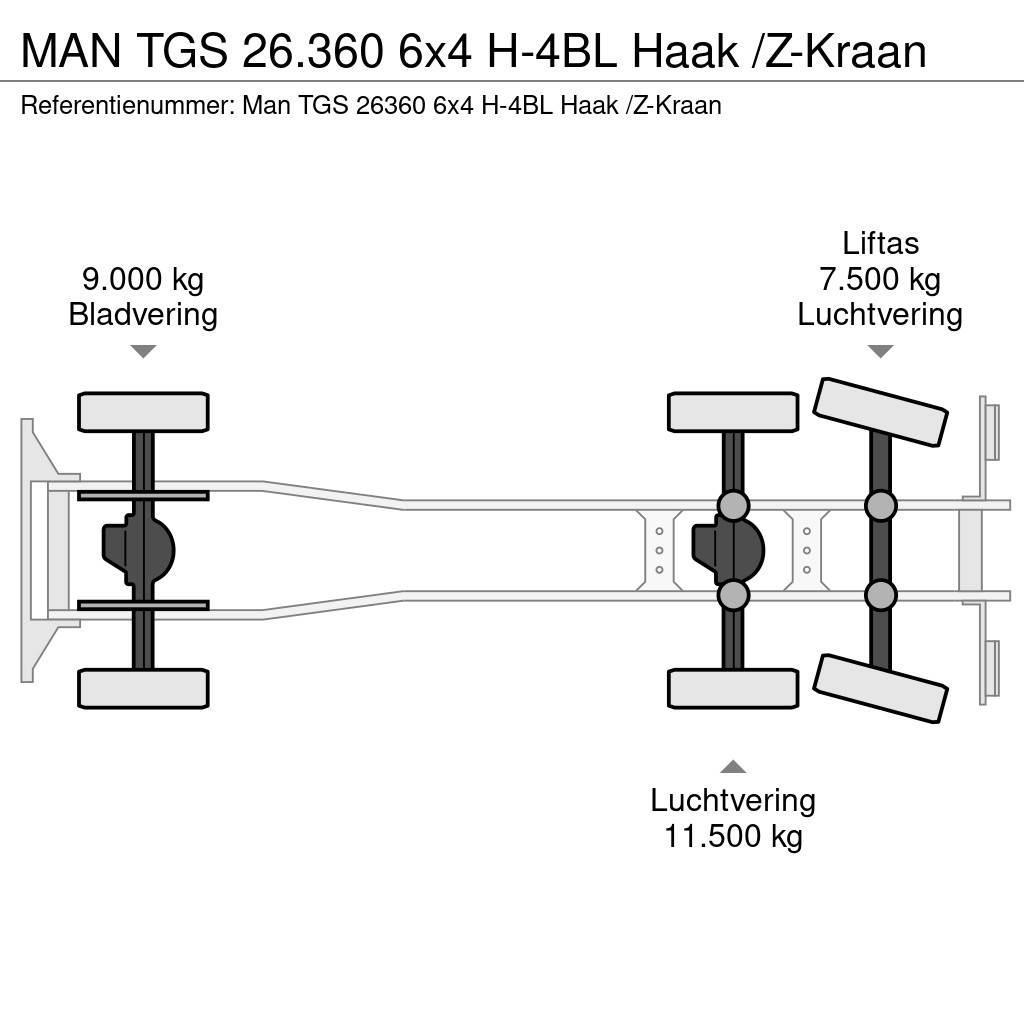 MAN TGS 26.360 6x4 H-4BL Haak /Z-Kraan Hákový nosič kontejnerů