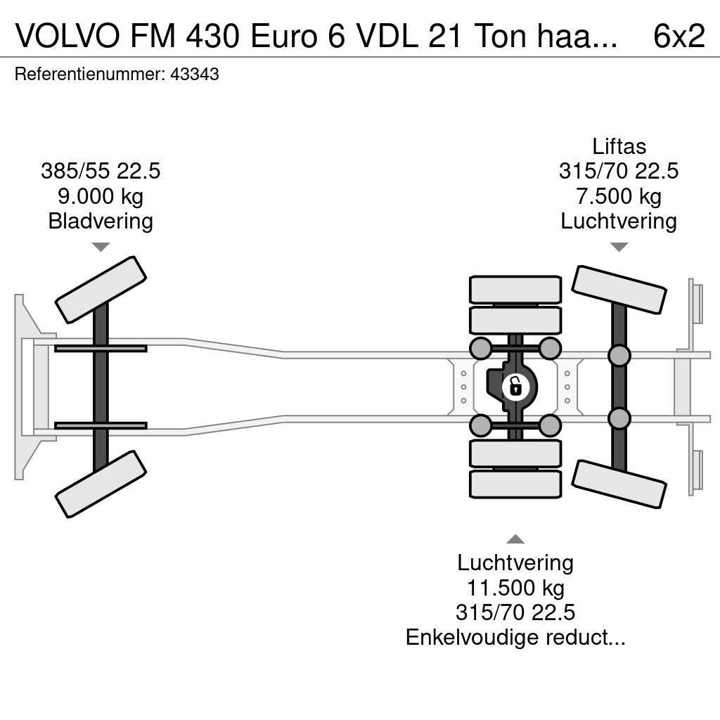 Volvo FM 430 Euro 6 VDL 21 Ton haakarmsysteem Hákový nosič kontejnerů