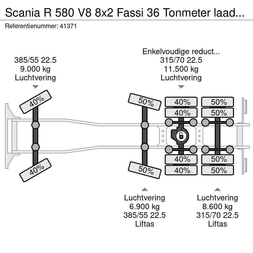 Scania R 580 V8 8x2 Fassi 36 Tonmeter laadkraan + Fly jib Univerzální terénní jeřáby