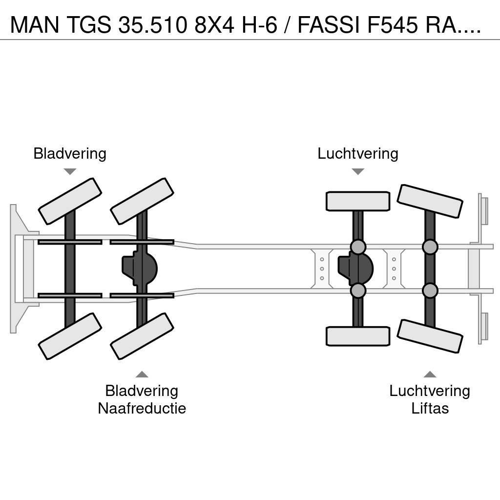 MAN TGS 35.510 8X4 H-6 / FASSI F545 RA.2.27 + FLY JIB Hákový nosič kontejnerů