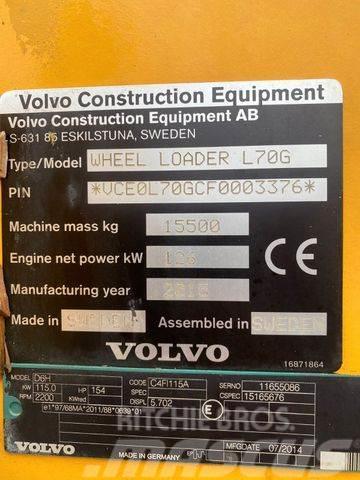 Volvo L70G **BJ. 2015 *19460H/Klima/Hochkippschaufel * Kolové nakladače