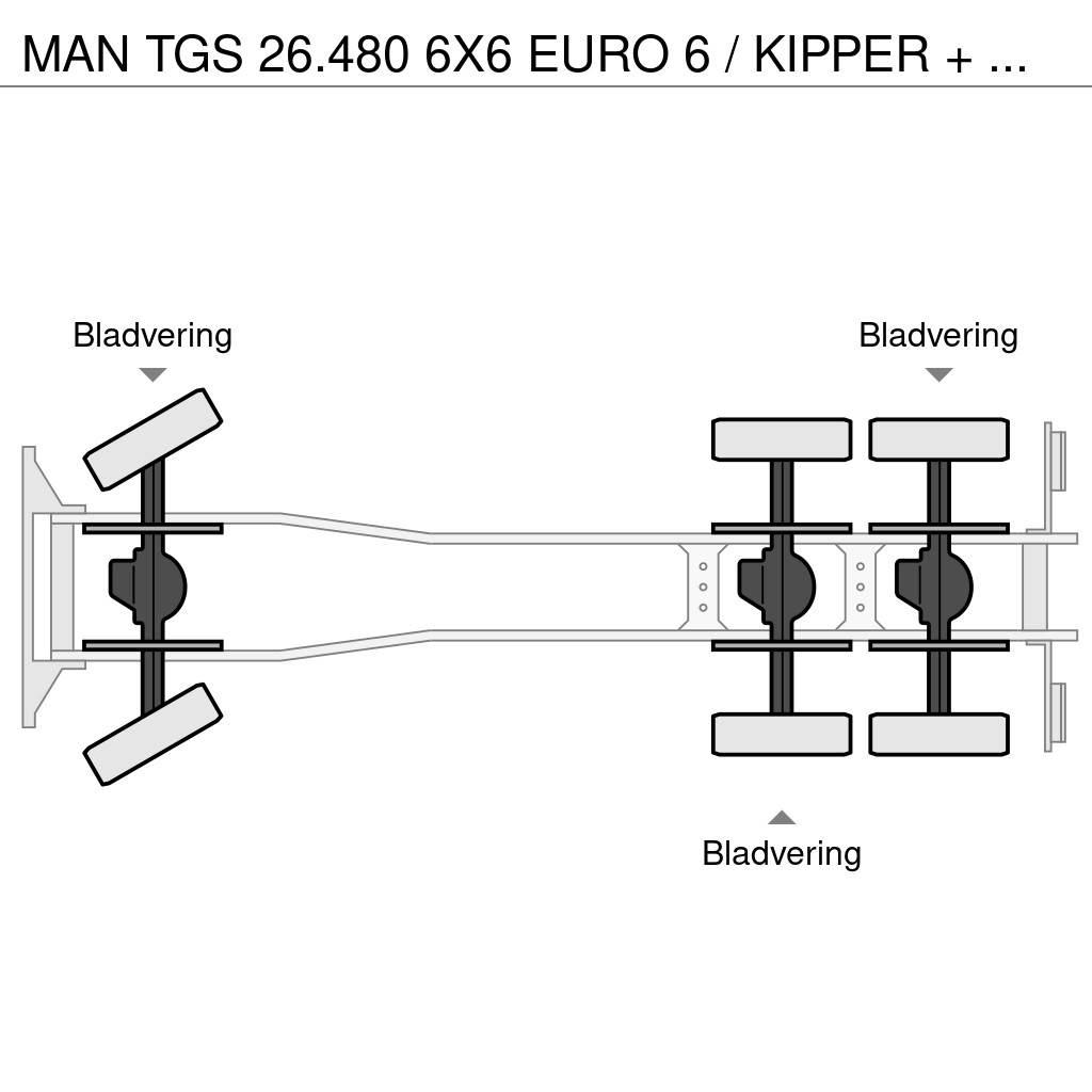 MAN TGS 26.480 6X6 EURO 6 / KIPPER + HMF 1943 Z2 KRAAN Sklápěče