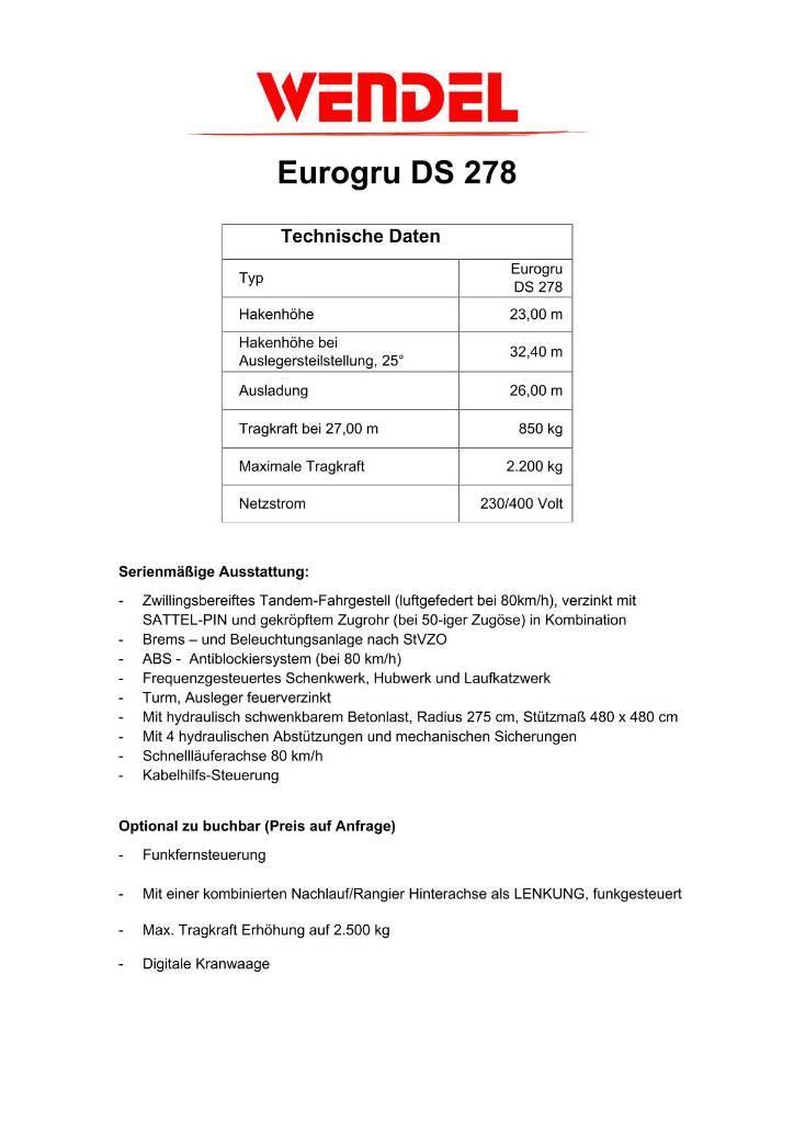 Eurogru DS 278 - Schnellbaukran Rychlostavitelné jeřáby