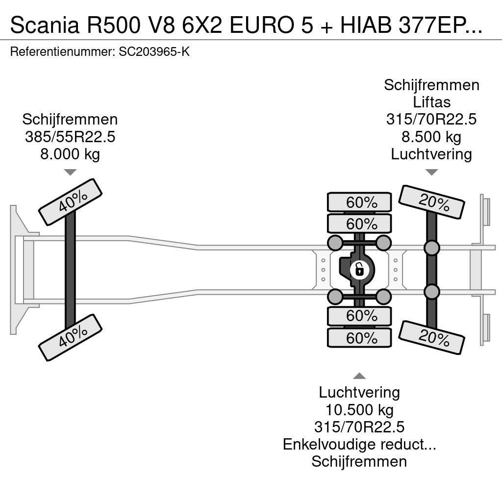 Scania R500 V8 6X2 EURO 5 + HIAB 377EP-4XS + REMOTE CONTR Univerzální terénní jeřáby