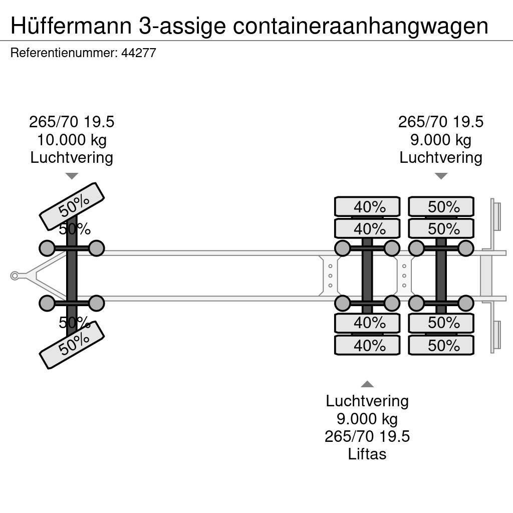Hüffermann 3-assige containeraanhangwagen Kontejnerové přívěsy