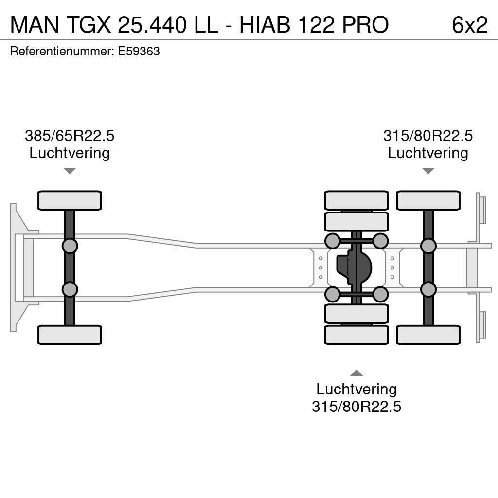 MAN TGX 25.440 LL - HIAB 122 PRO Kontejnerový rám/Přepravníky kontejnerů