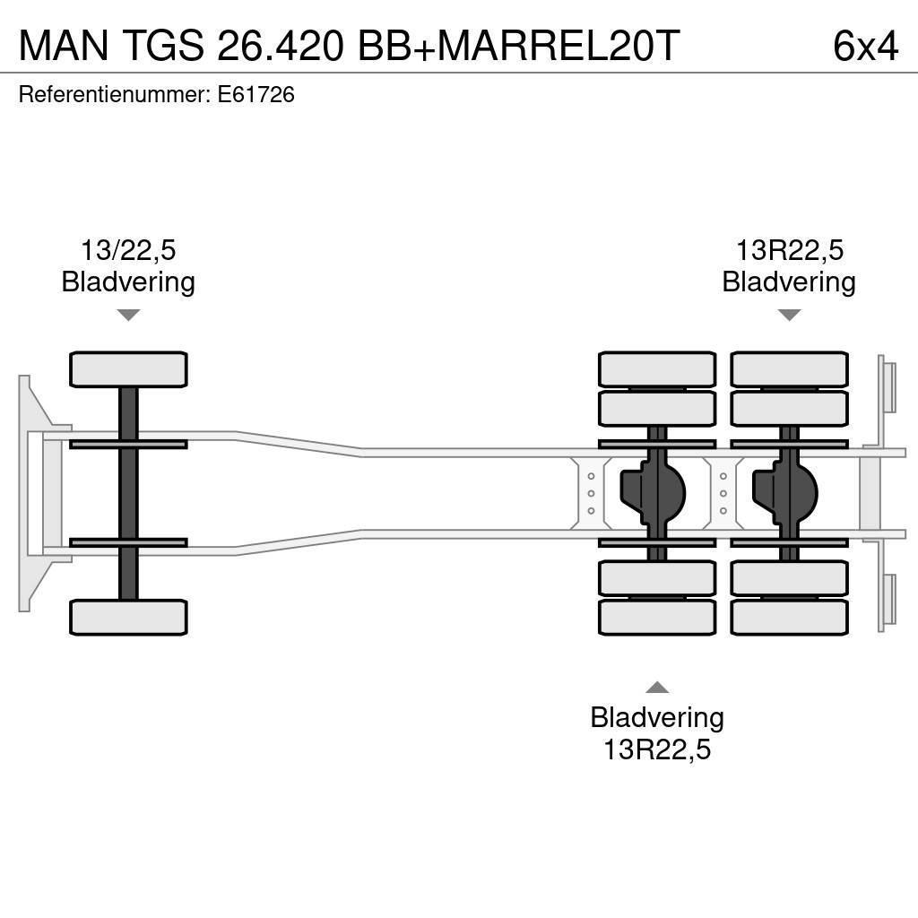 MAN TGS 26.420 BB+MARREL20T Kontejnerový rám/Přepravníky kontejnerů