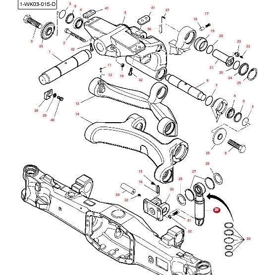 Massey Ferguson 8727 Front axle shock absorber cylinder 7700160101 Podvozky a zavěšení kol