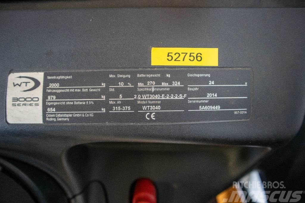 Crown Smidig låglyftare m batteri från 2021, WT 3040 E Nízkozdvižný vozík s plošinou