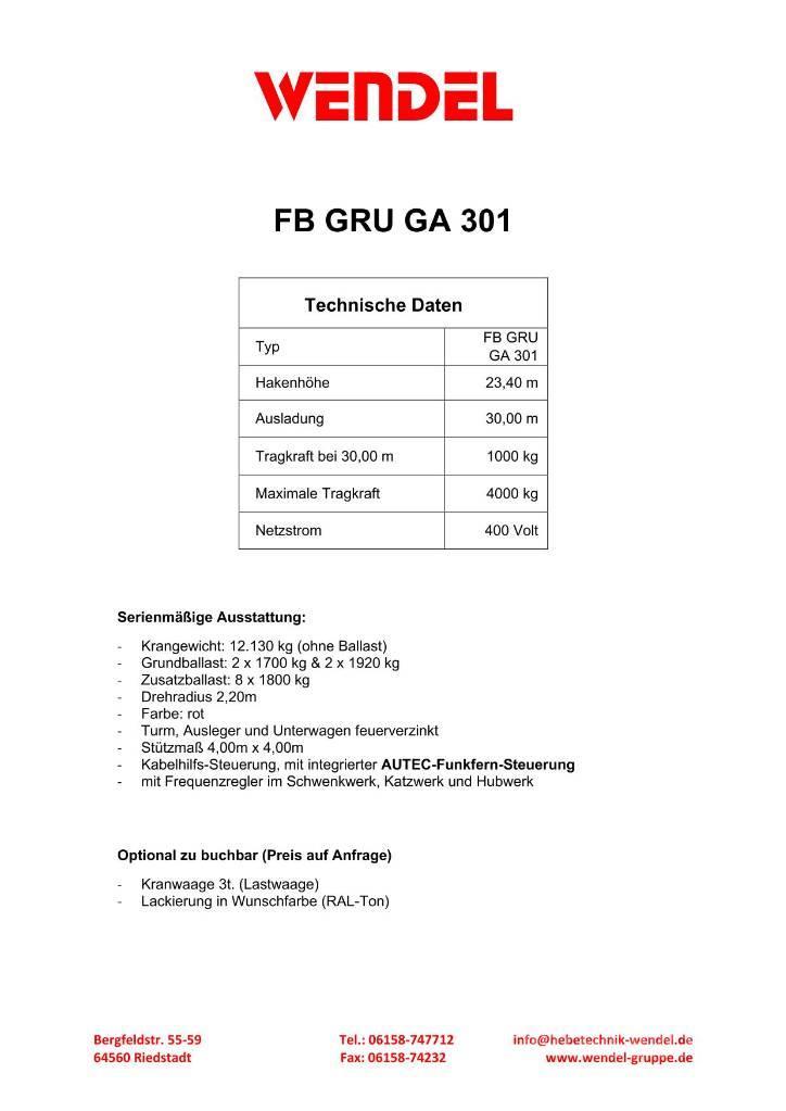 FB GRU GA 301 - Turmdrehkran - Baukran - Kran Stavební jeřáby