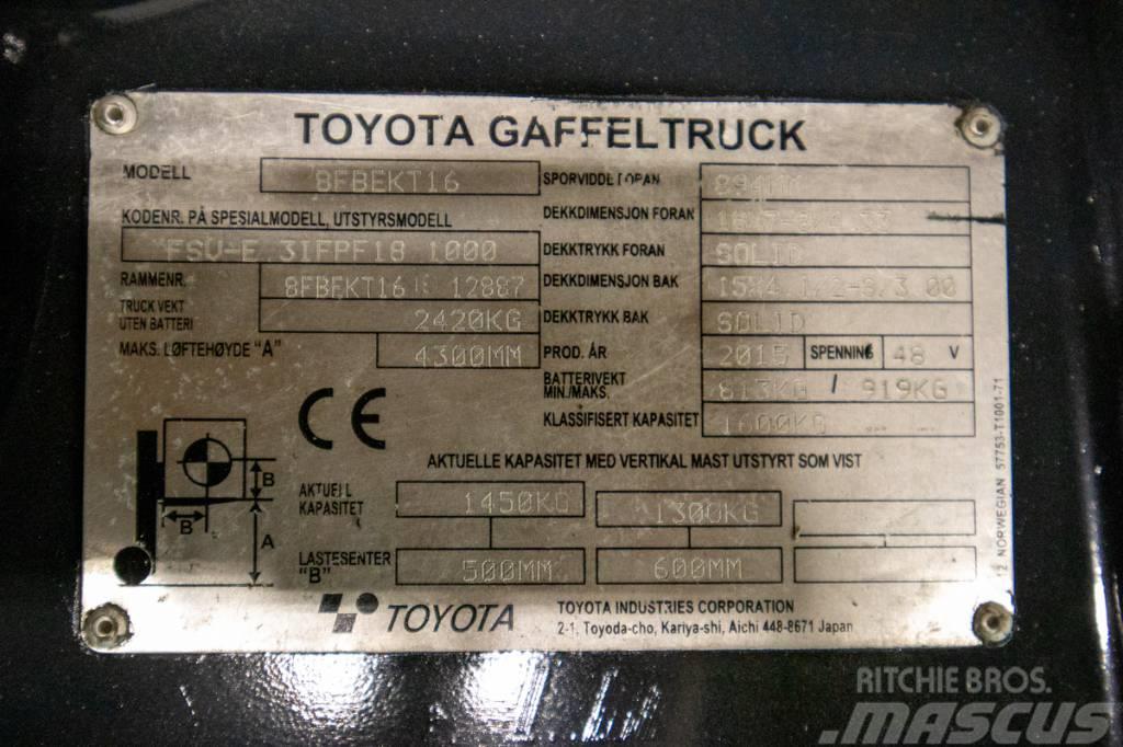 Toyota 8FBEKT16, välutrustad motviktstruck m nytt batteri Akumulátorové vozíky