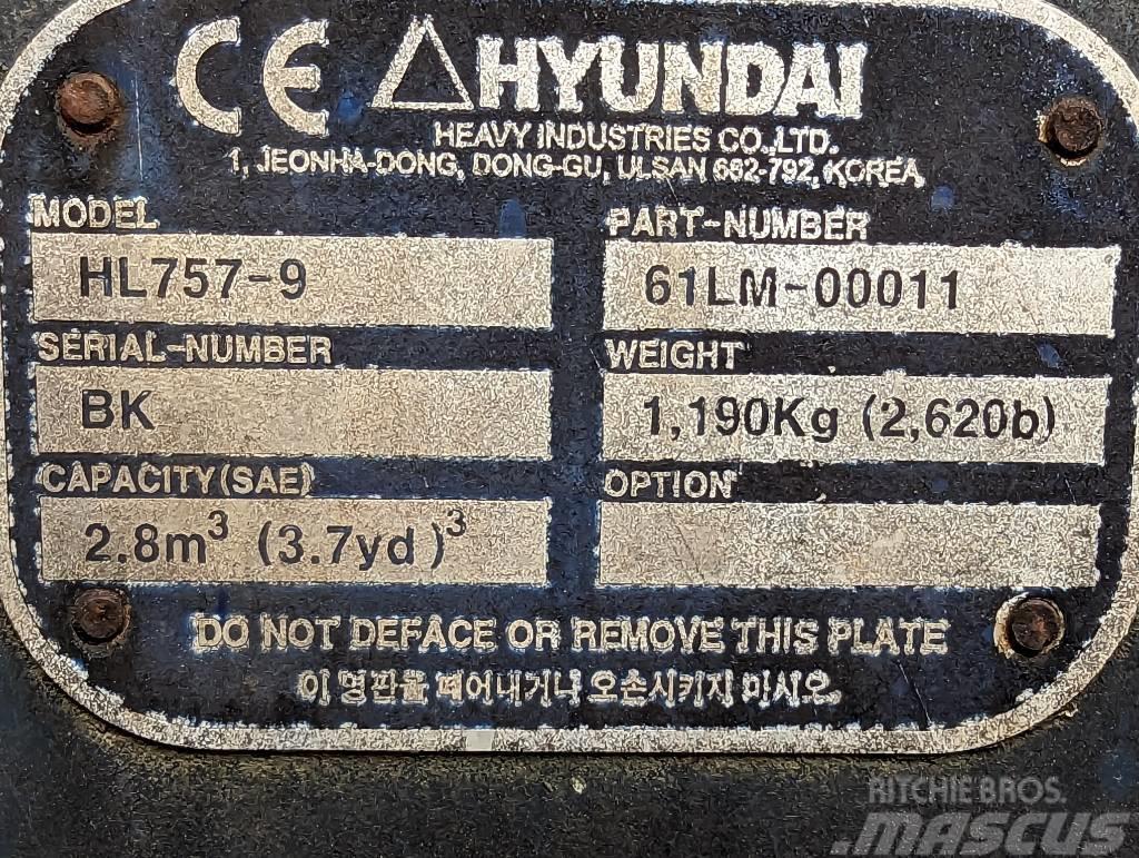 Hyundai WLoader Bucket HL 757-9 Ostatní komponenty