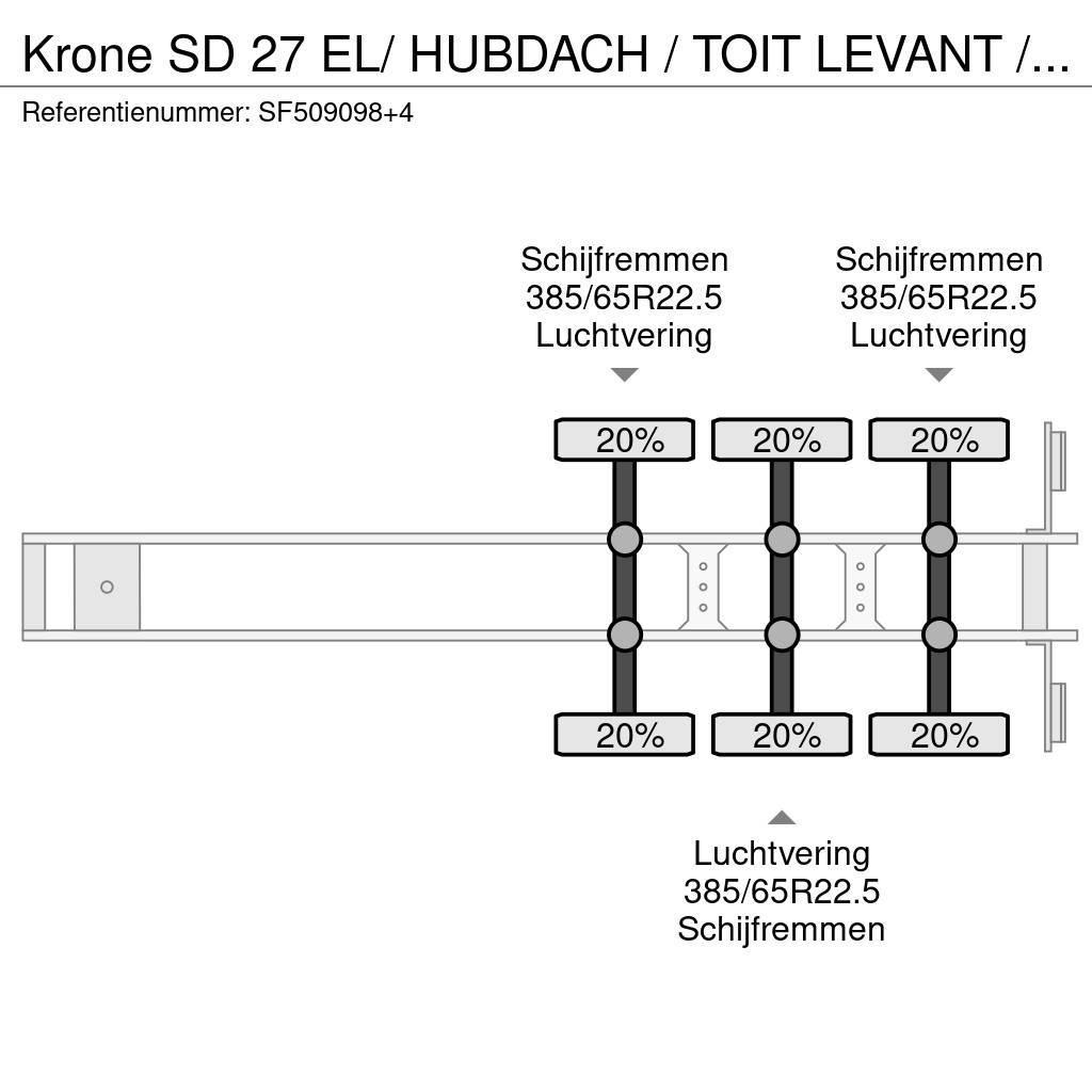 Krone SD 27 EL/ HUBDACH / TOIT LEVANT / HEFDAK / COIL / Plachtové návěsy