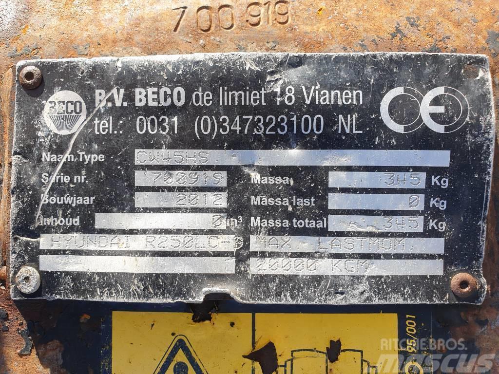 Beco Excavator quick coupler CW45S, Hyundai R250LC-9 Rychlospojky
