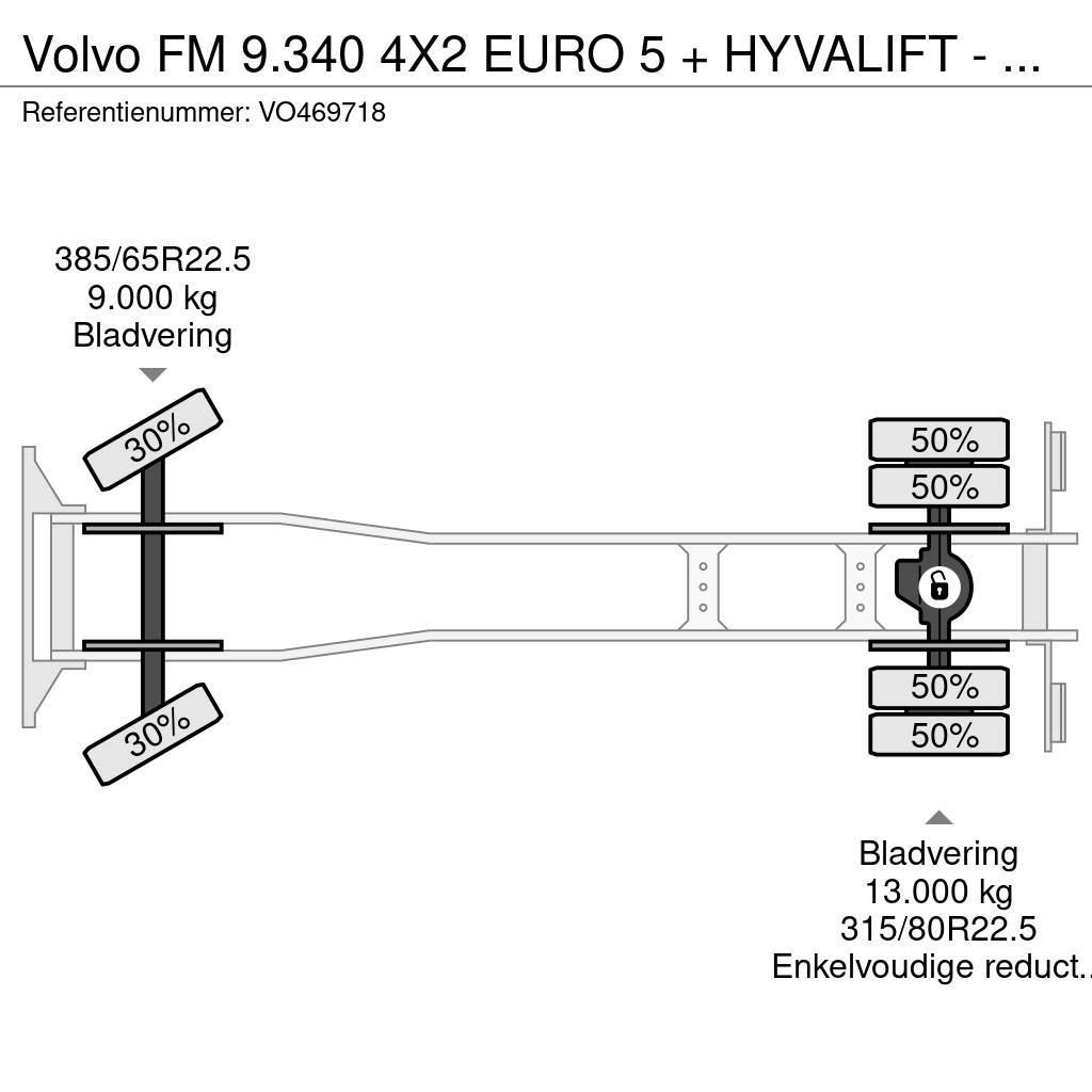 Volvo FM 9.340 4X2 EURO 5 + HYVALIFT - FULL STEEL SUSP. Ramenové nosiče kontejnerů