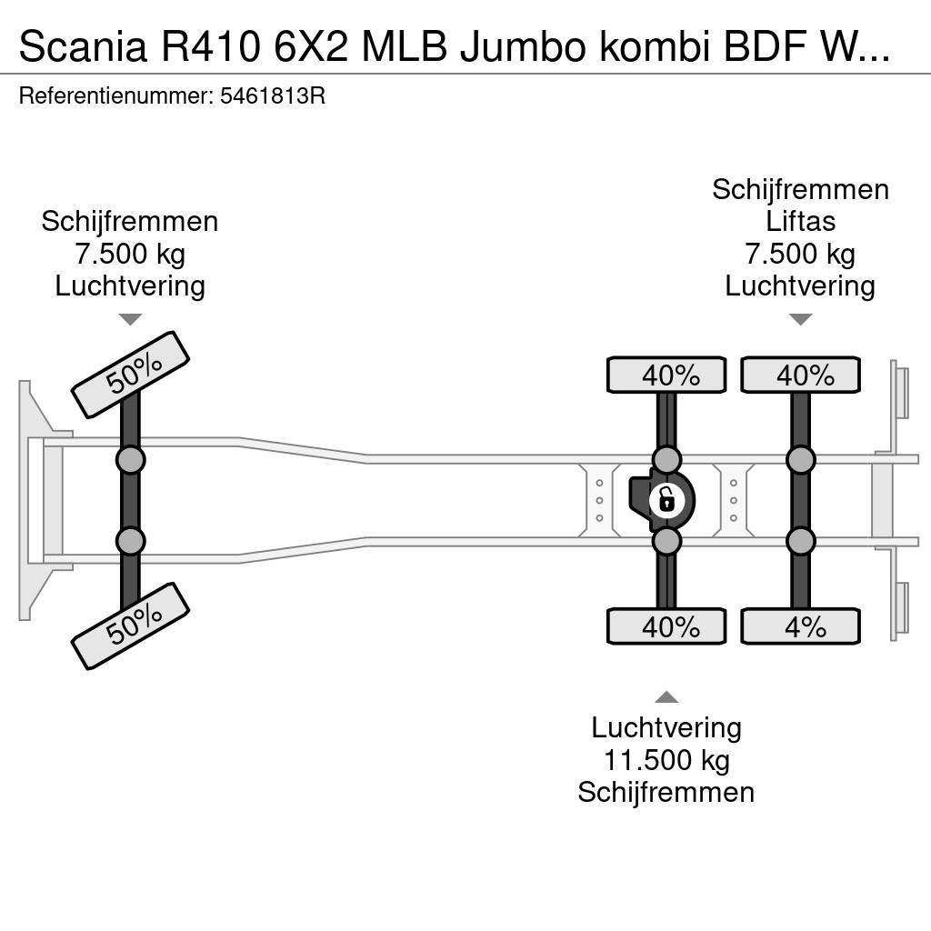 Scania R410 6X2 MLB Jumbo kombi BDF Wechsel Hubdach Retar Lanový nosič kontejnerů