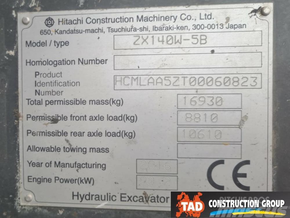 Hitachi ZX 140W-5B Kolová rýpadla