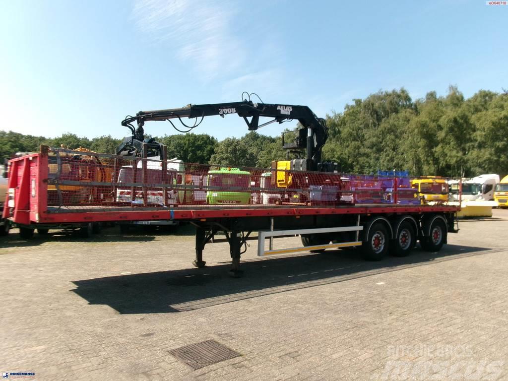 Fruehauf 3-axle platform trailer + Atlas 3008 crane Valníky/Sklápěcí bočnice