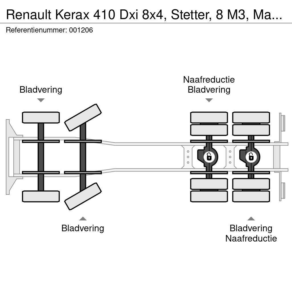 Renault Kerax 410 Dxi 8x4, Stetter, 8 M3, Manual, Steel Su Domíchávače betonu