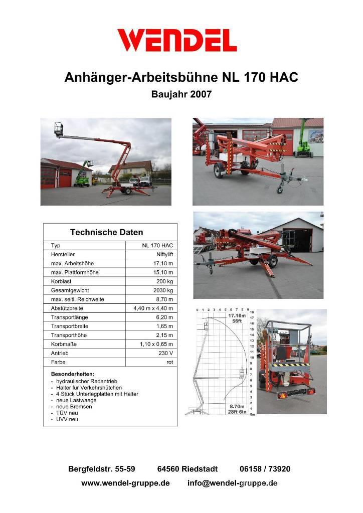 Niftylift NL 170 HAC Přívěsové plošiny