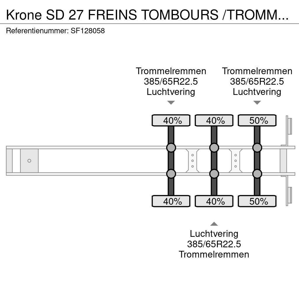 Krone SD 27 FREINS TOMBOURS /TROMMELREMMEN Valníkové návěsy/Návěsy se sklápěcími bočnicemi