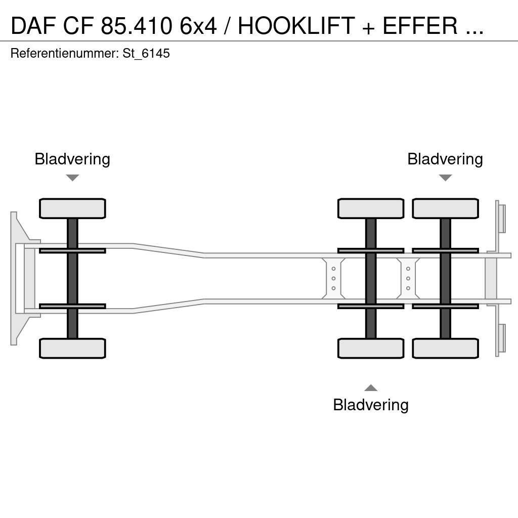 DAF CF 85.410 6x4 / HOOKLIFT + EFFER CRANE Autojeřáby, hydraulické ruky