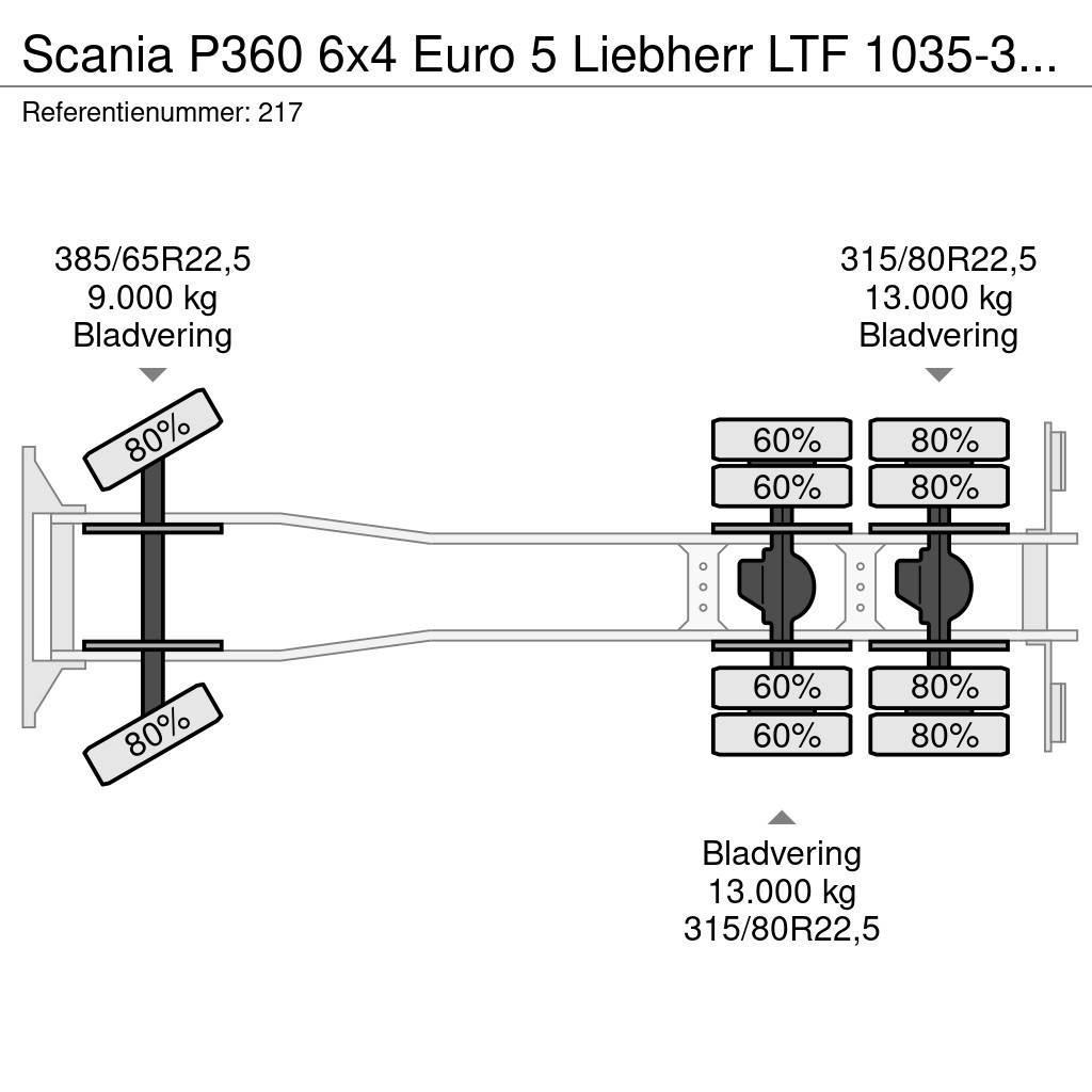 Scania P360 6x4 Euro 5 Liebherr LTF 1035-3.1 Radio Remote Univerzální terénní jeřáby