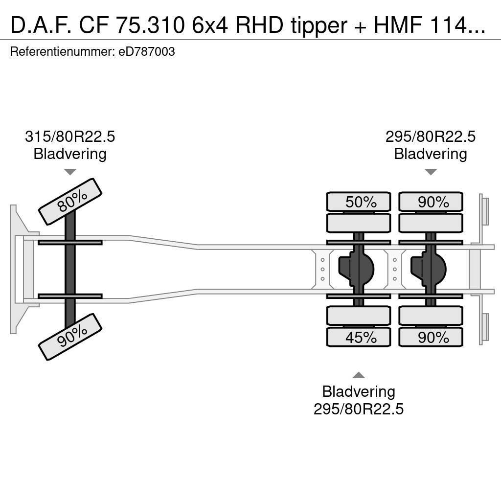 DAF CF 75.310 6x4 RHD tipper + HMF 1144 K-1 + grapple Univerzální terénní jeřáby