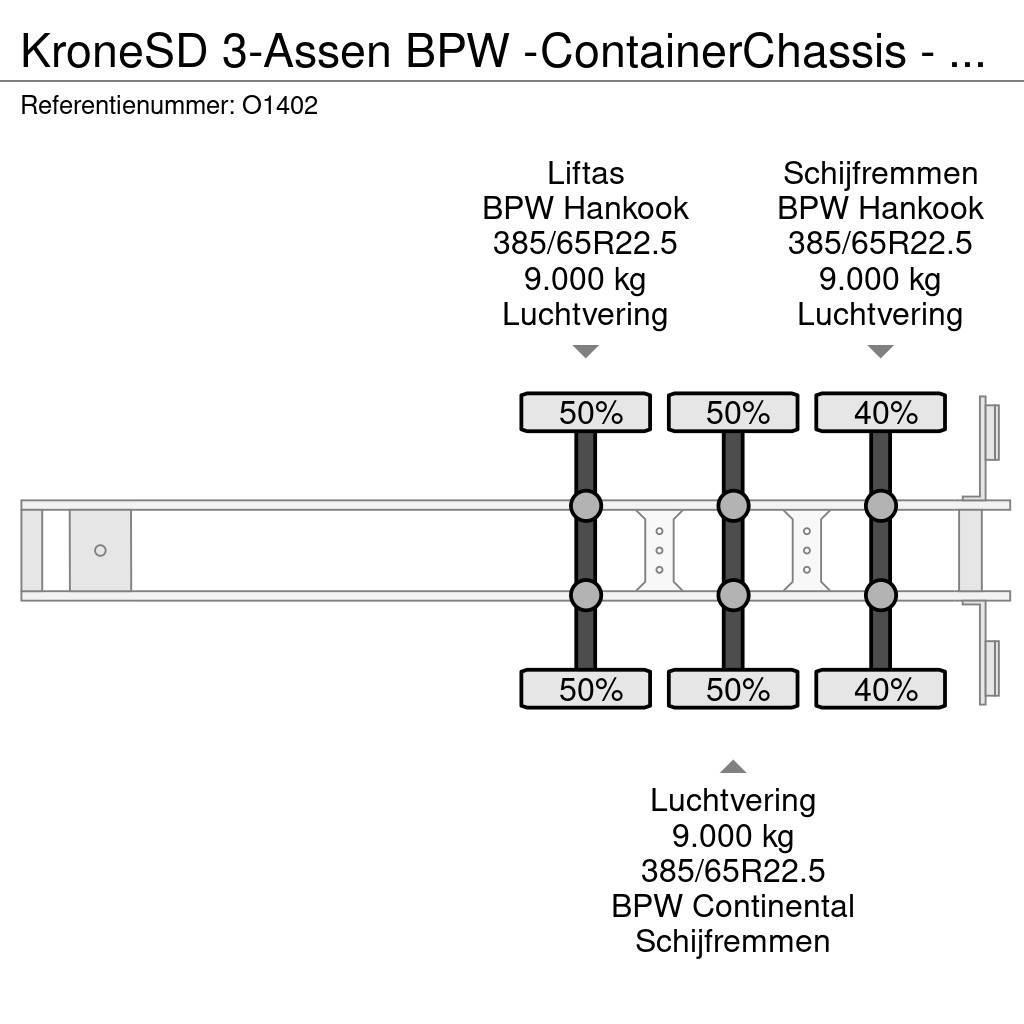Krone SD 3-Assen BPW -ContainerChassis - Achterschuiver Kontejnerové návěsy