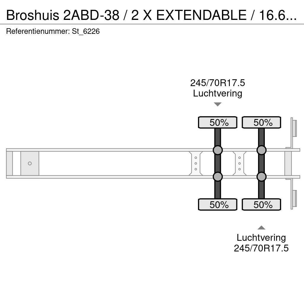 Broshuis 2ABD-38 / 2 X EXTENDABLE / 16.62 mtr BED / Podvalníkové návěsy