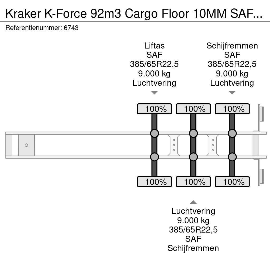 Kraker K-Force 92m3 Cargo Floor 10MM SAF, Liftachse, Remo Návěsy s pohyblivou podlahou