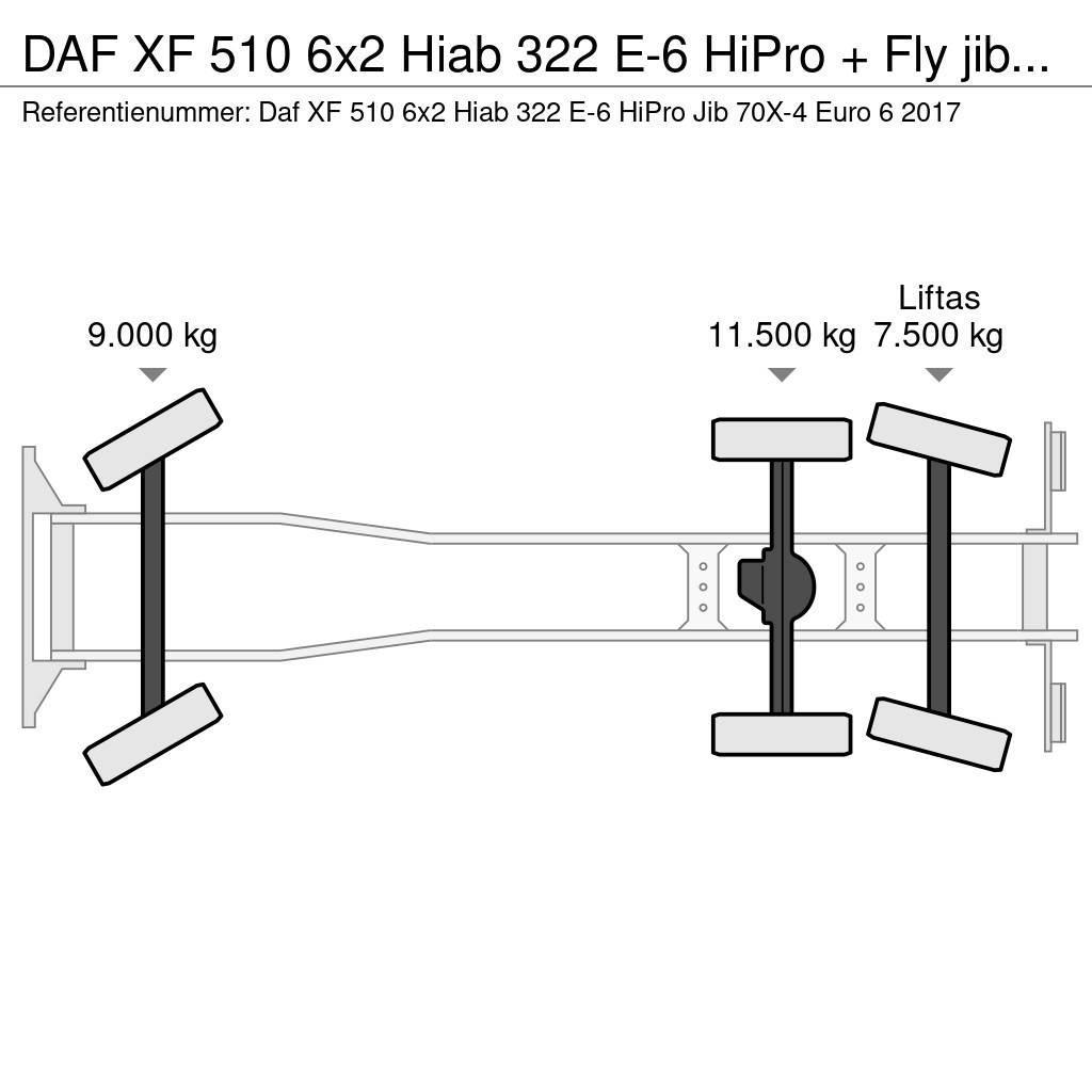 DAF XF 510 6x2 Hiab 322 E-6 HiPro + Fly jib Euro 6 Univerzální terénní jeřáby
