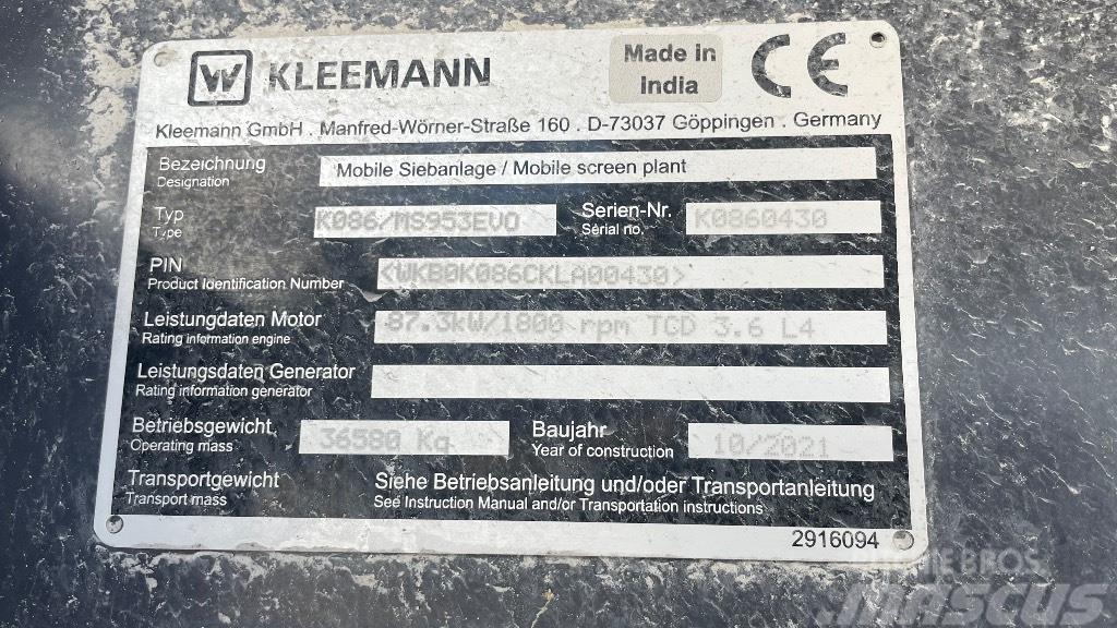 Kleemann 953 Třídiče