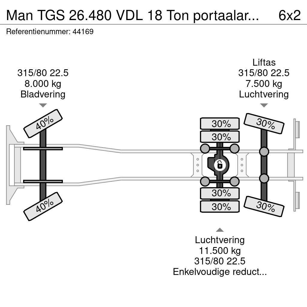 MAN TGS 26.480 VDL 18 Ton portaalarmsysteem Ramenové nosiče kontejnerů